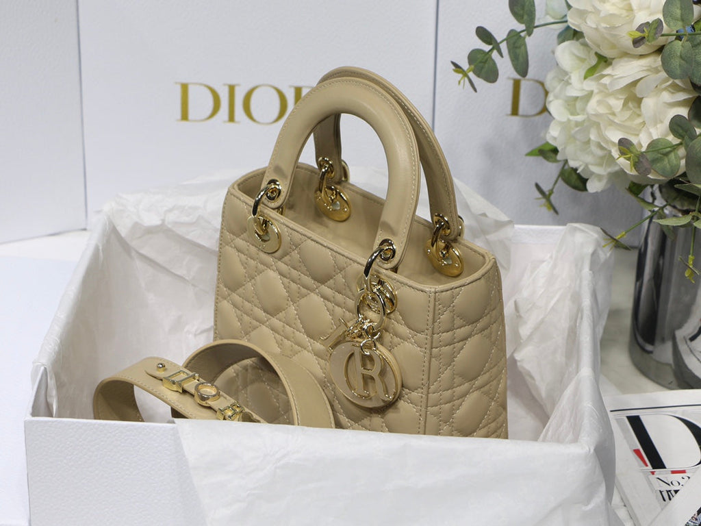 Dior Small Lady My ABCDior Bag Lambskin M0538 Apricot