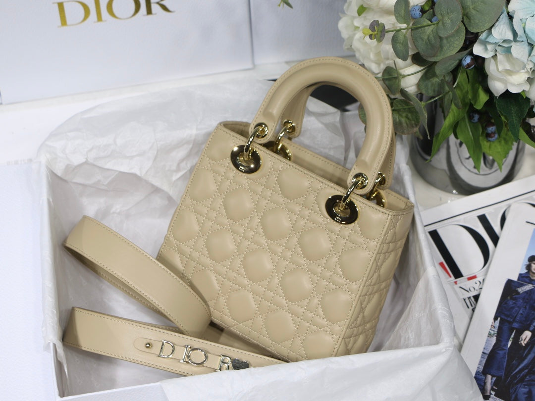 Dior Small Lady My ABCDior Bag Lambskin M0538 Apricot