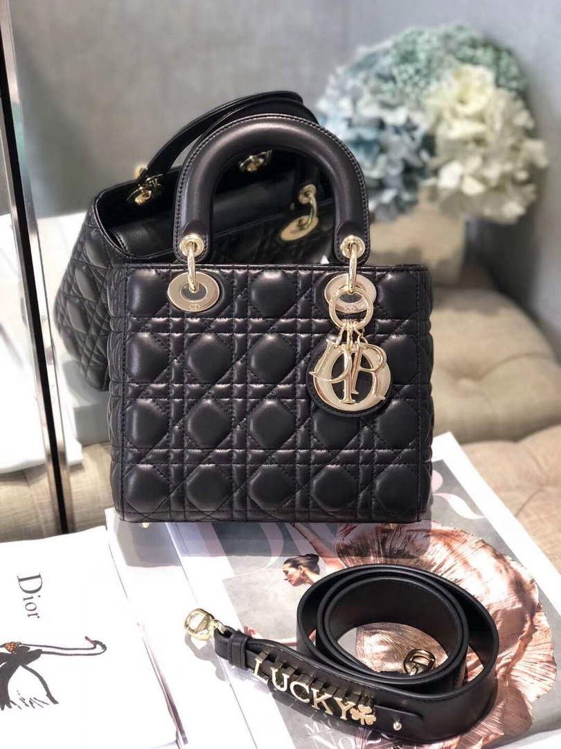 Dior Small Lady My ABCDior Bag Lambskin M0538 Black