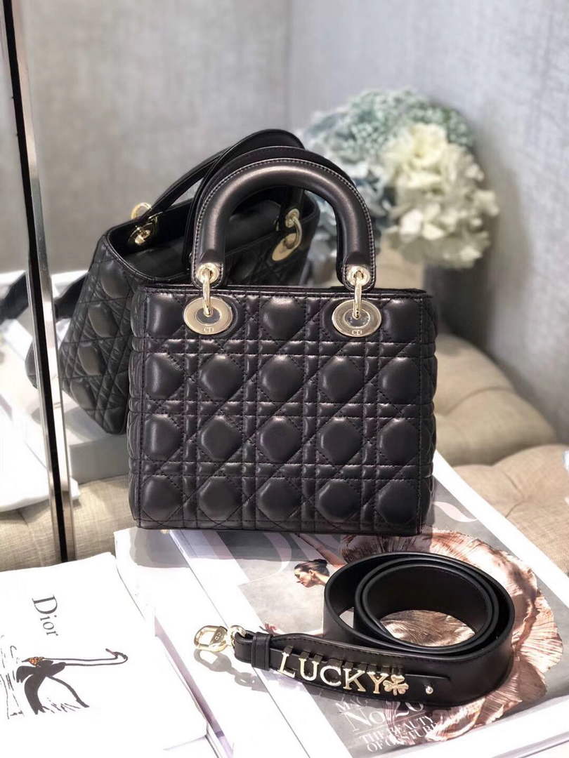 Dior Small Lady My ABCDior Bag Lambskin M0538 Black