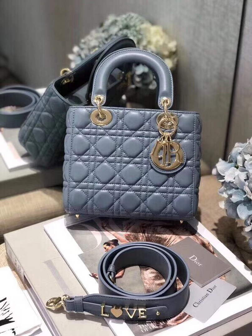 Dior Small Lady My ABCDior Bag Lambskin M0538 Blue