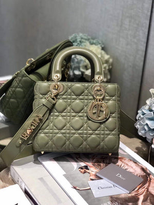 Dior Small Lady My ABCDior Bag Lambskin M0538 Green - Default Title - View 1