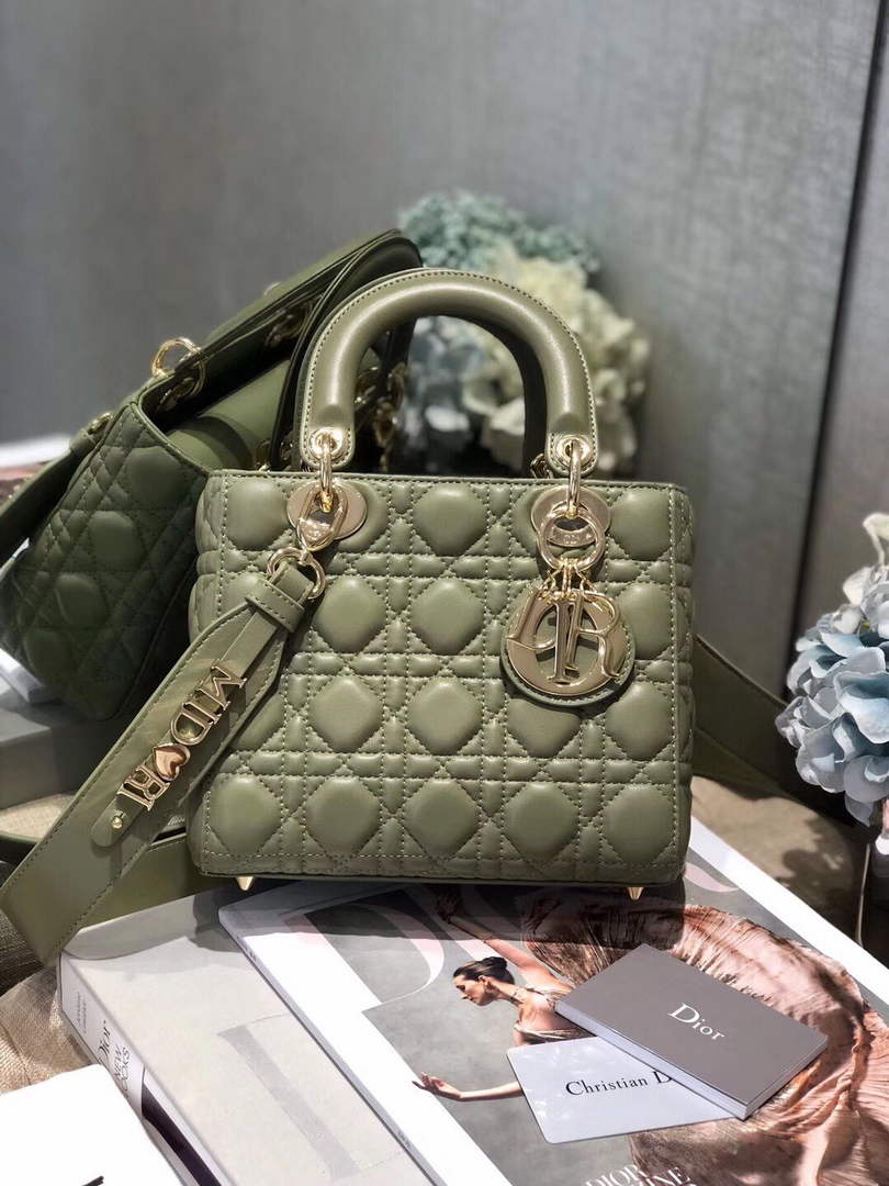 Dior Small Lady My ABCDior Bag Lambskin M0538 Green - Default Title - View 1