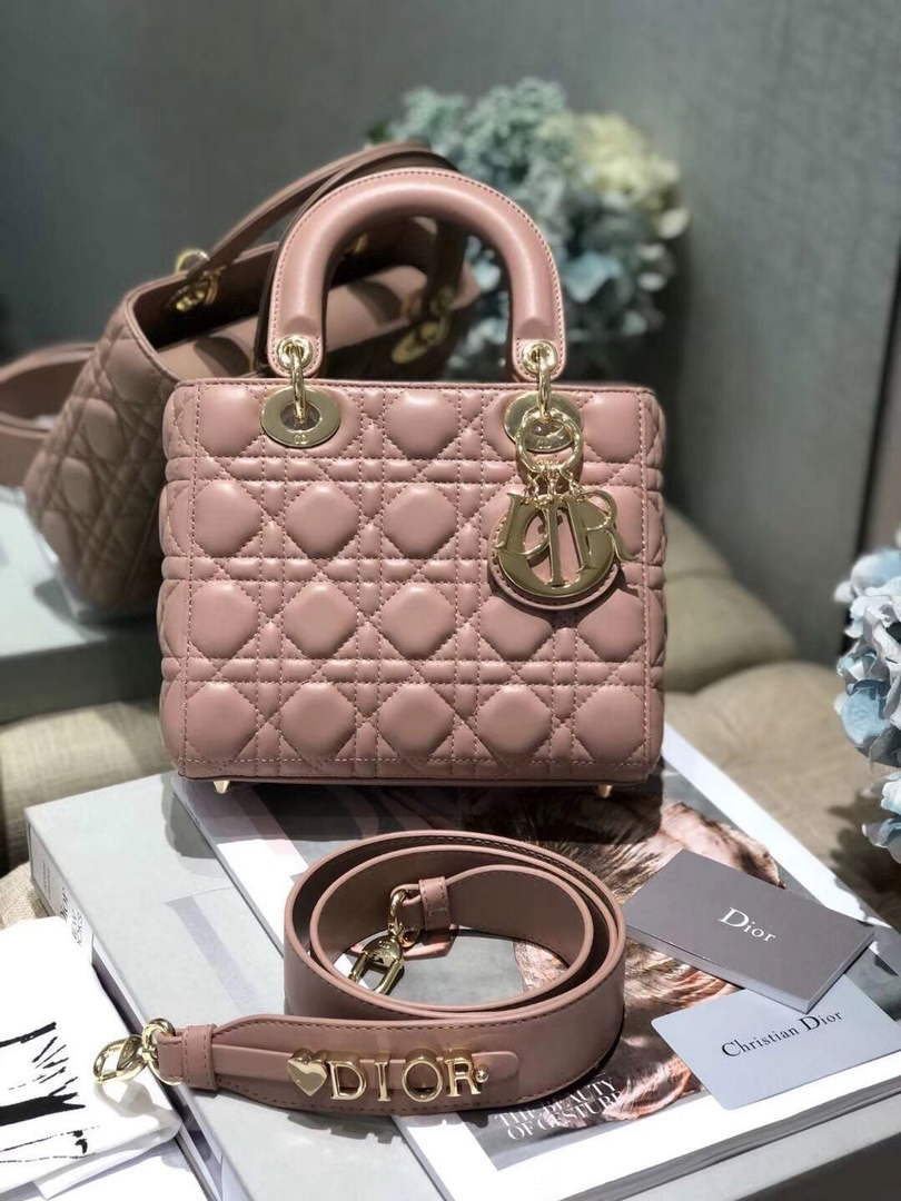 Dior Small Lady My ABCDior Bag Lambskin M0538 Light Pink - Default Title - View 3