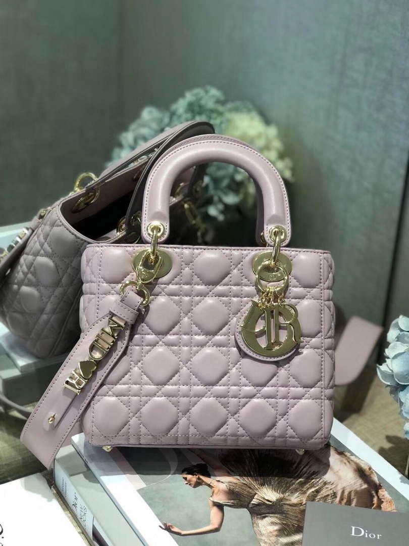 Dior Small Lady My ABCDior Bag Lambskin M0538 Light Purple - Default Title - View 1