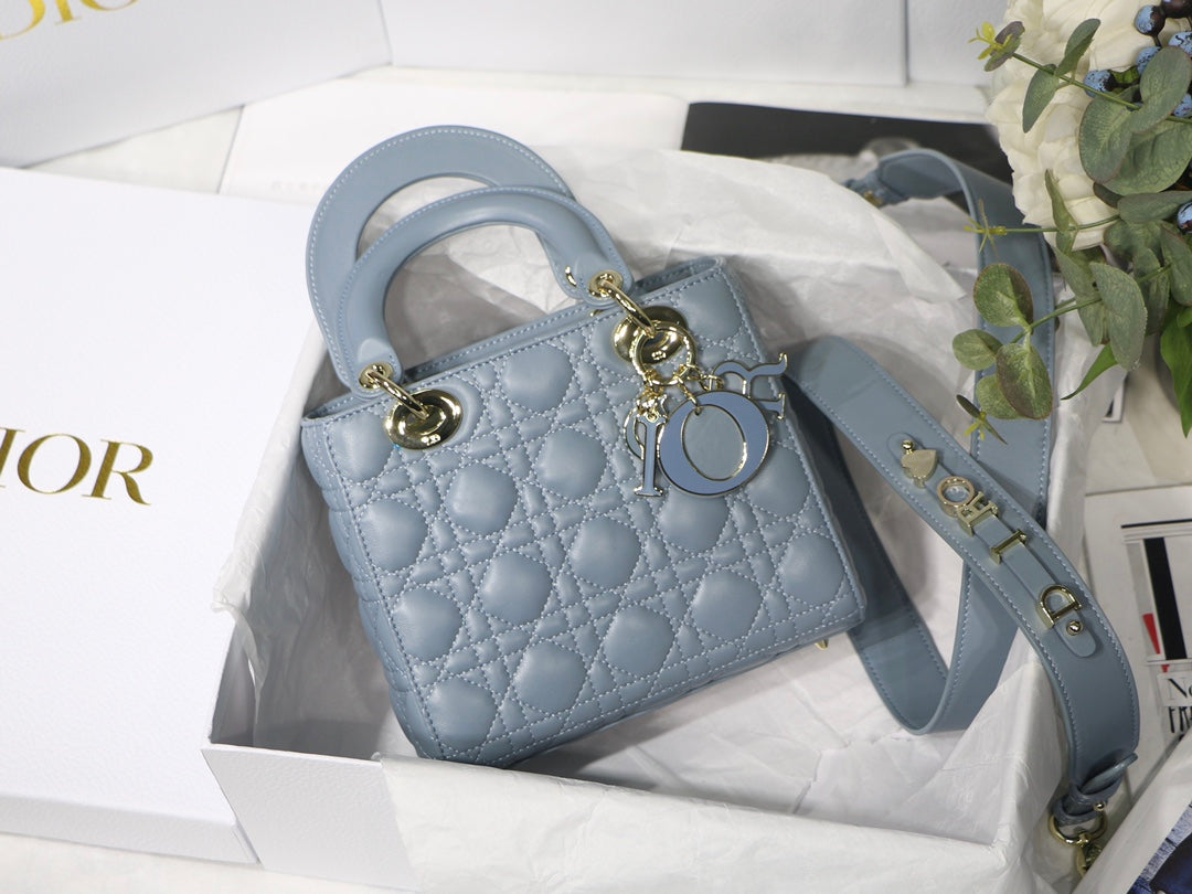 Dior Small Lady My ABCDior Bag Lambskin M0538 logo blue - Default Title - View 1
