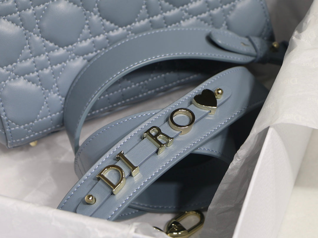 Dior Small Lady My ABCDior Bag Lambskin M0538 logo blue - Default Title - View 3