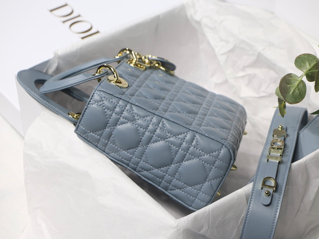 Dior Small Lady My ABCDior Bag Lambskin M0538 logo blue - Default Title - View 7
