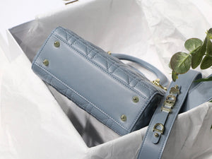 Dior Small Lady My ABCDior Bag Lambskin M0538 logo blue - Default Title - View 8