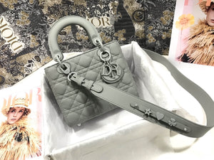 Dior Small Lady My ABCDior Bag Lambskin M0538 logo gray - Default Title - View 1