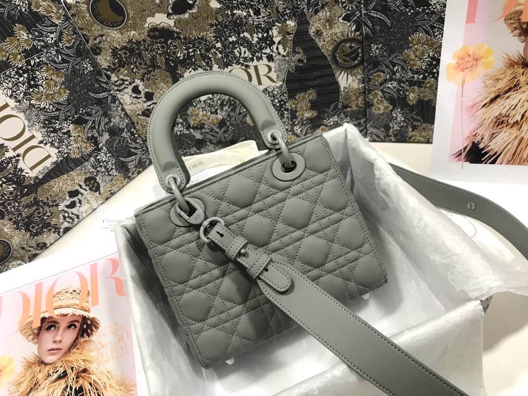 Dior Small Lady My ABCDior Bag Lambskin M0538 logo gray