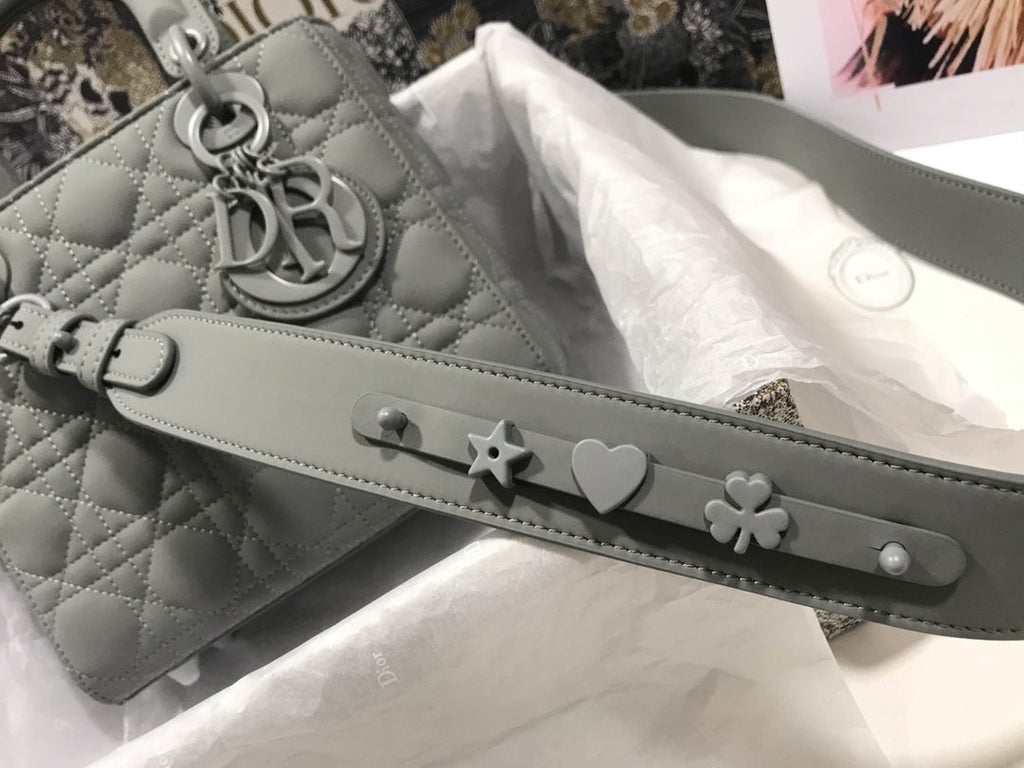Dior Small Lady My ABCDior Bag Lambskin M0538 logo gray