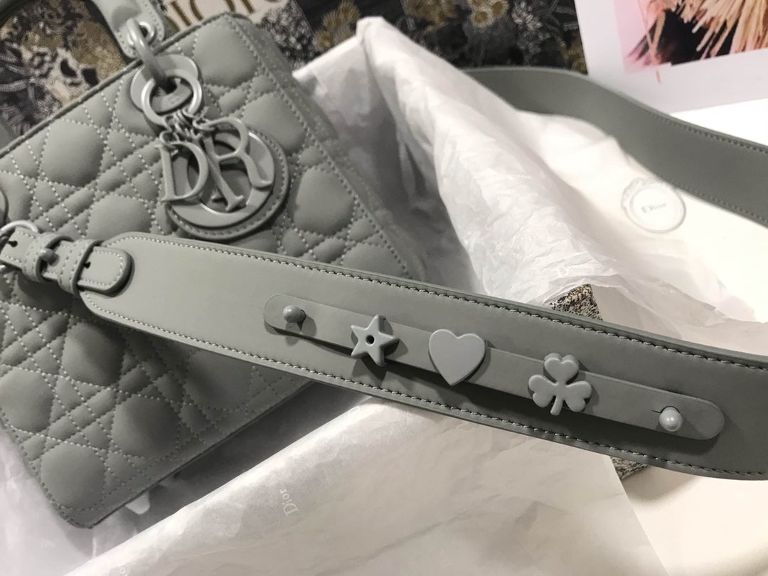 Dior Small Lady My ABCDior Bag Lambskin M0538 logo gray