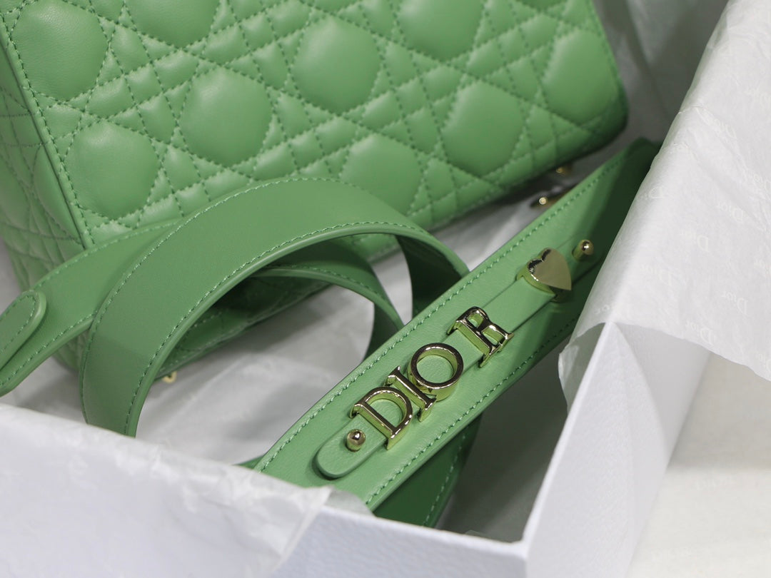Dior Small Lady My ABCDior Bag Lambskin M0538 logo green - Default Title - View 3
