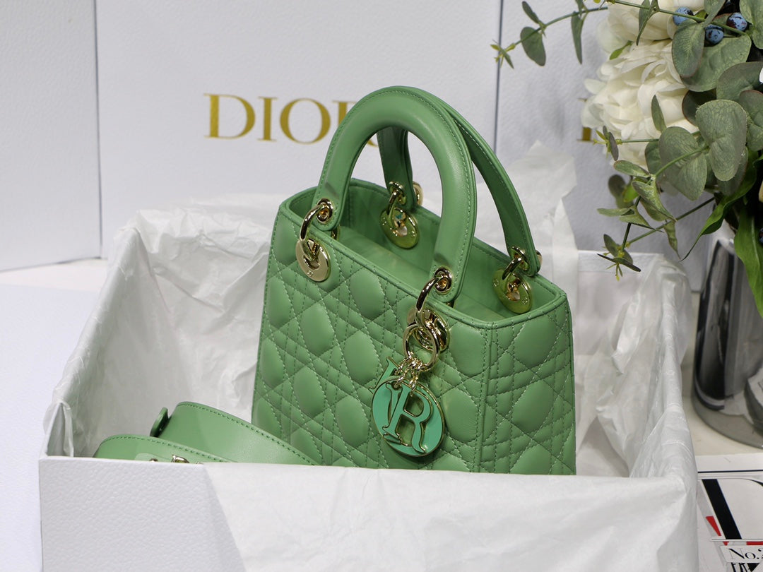Dior Small Lady My ABCDior Bag Lambskin M0538 logo green