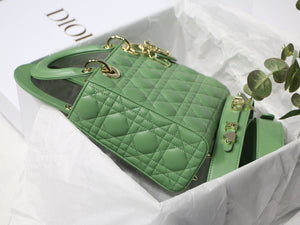 Dior Small Lady My ABCDior Bag Lambskin M0538 logo green - Default Title - View 7