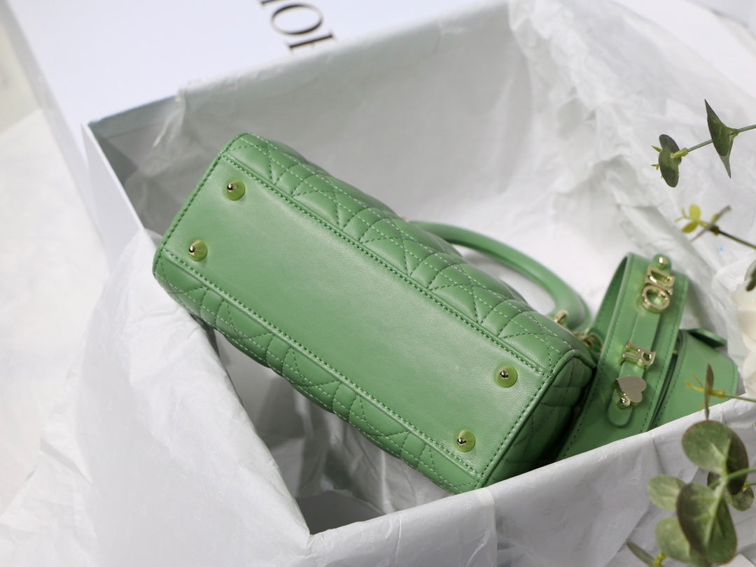 Dior Small Lady My ABCDior Bag Lambskin M0538 logo green - Default Title - View 8