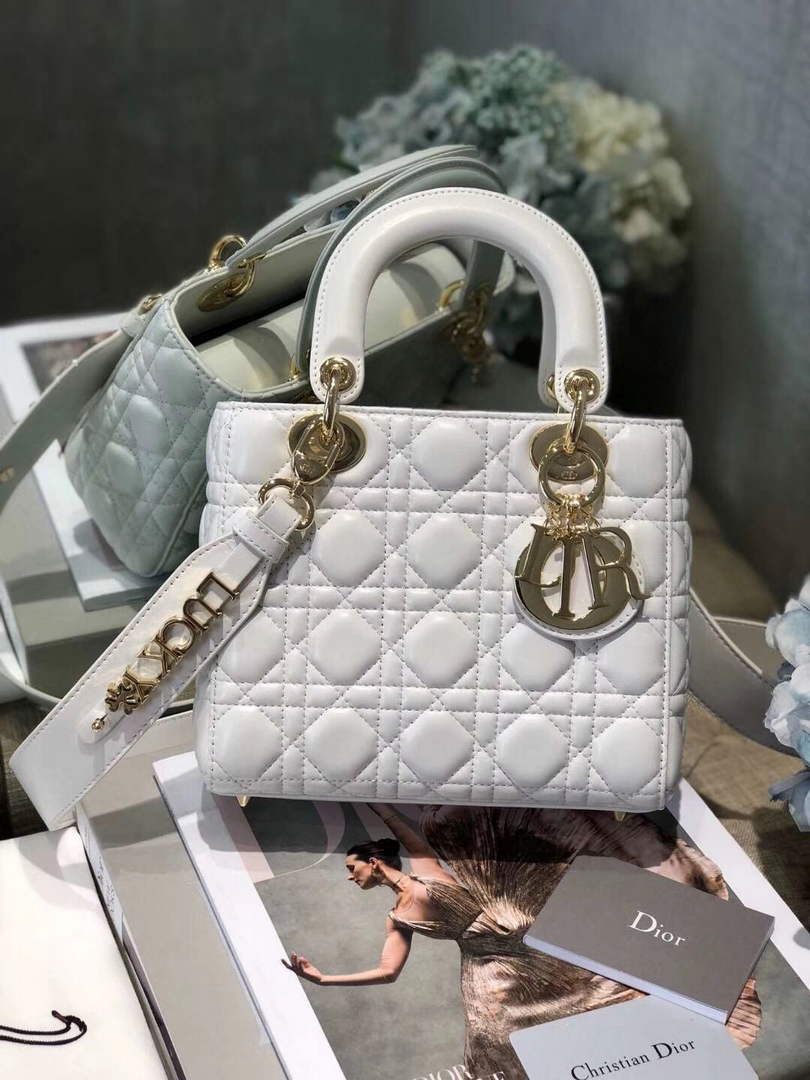 Dior Small Lady My ABCDior Bag Lambskin M0538 White - Default Title - View 1