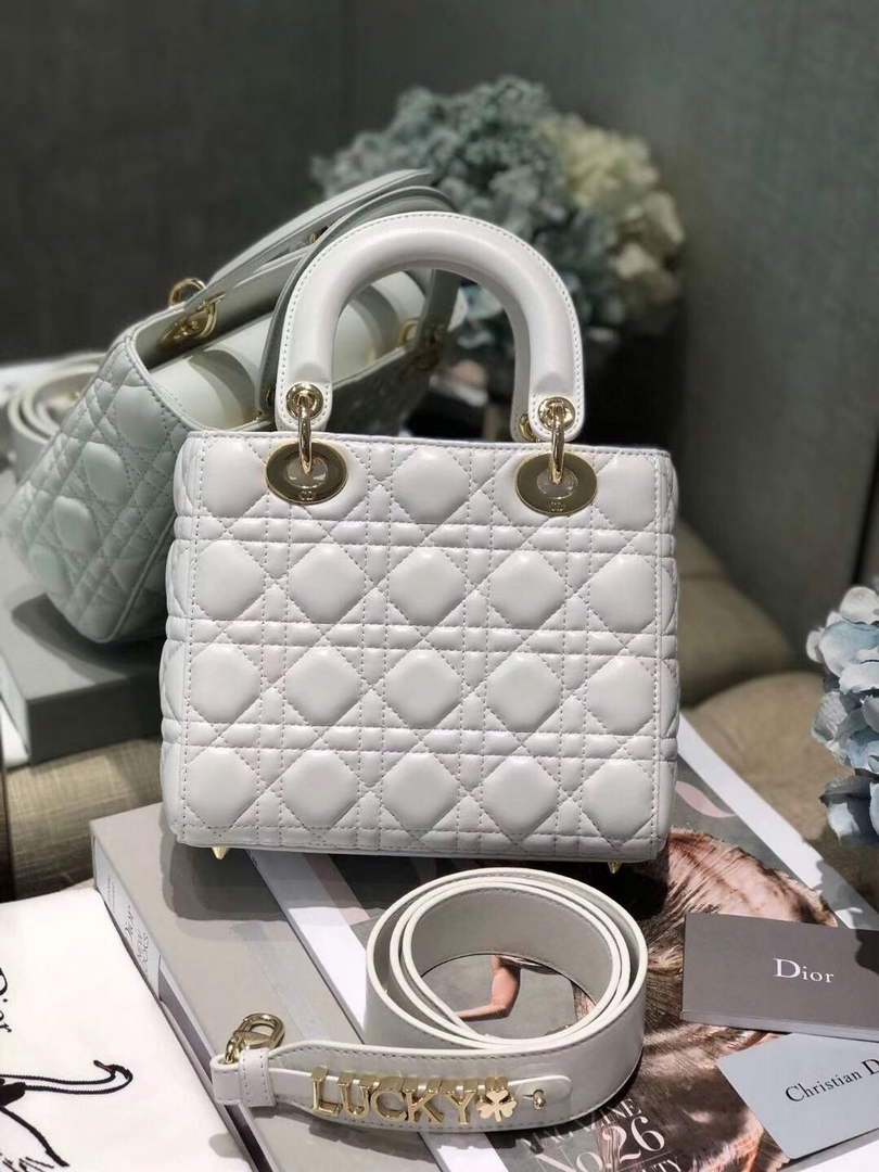 Dior Small Lady My ABCDior Bag Lambskin M0538 White
