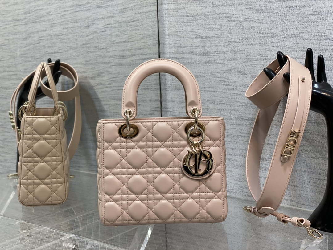 Dior M0538 Small Lady My ABCDior Bag Light pink Cannage Lambskin - Default Title - View 1