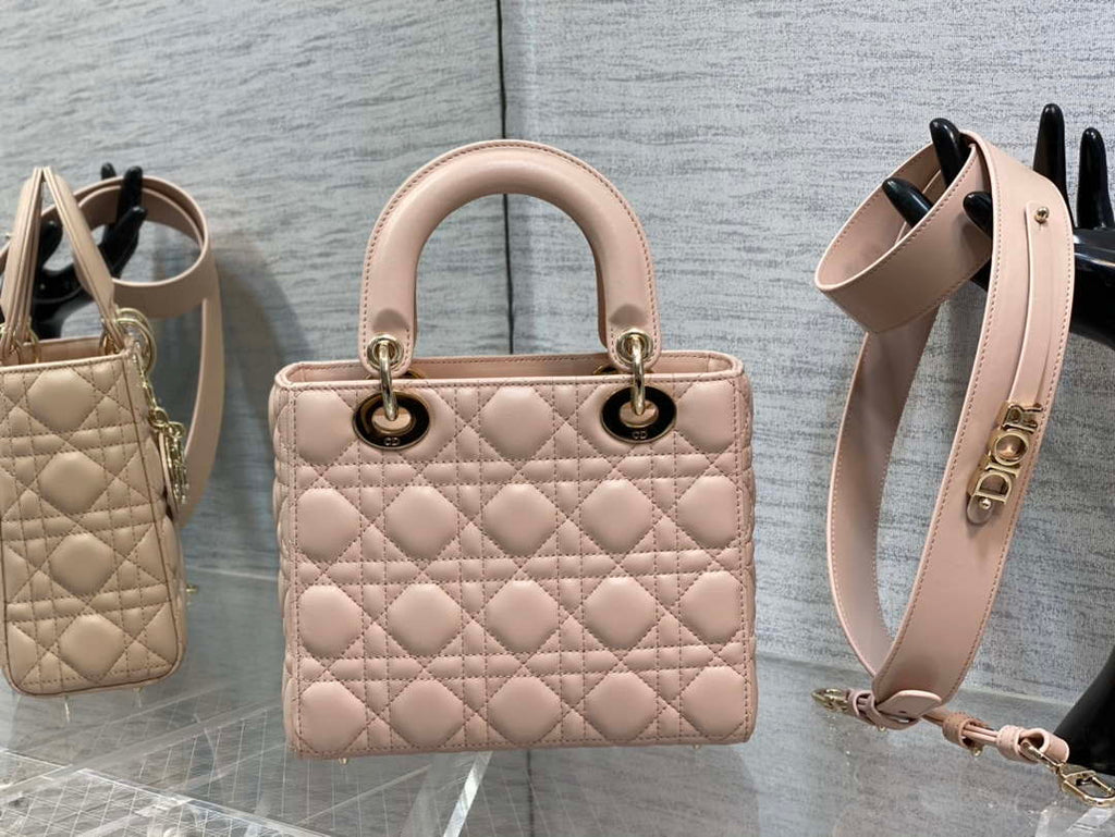 Dior M0538 Small Lady My ABCDior Bag Light pink Cannage Lambskin