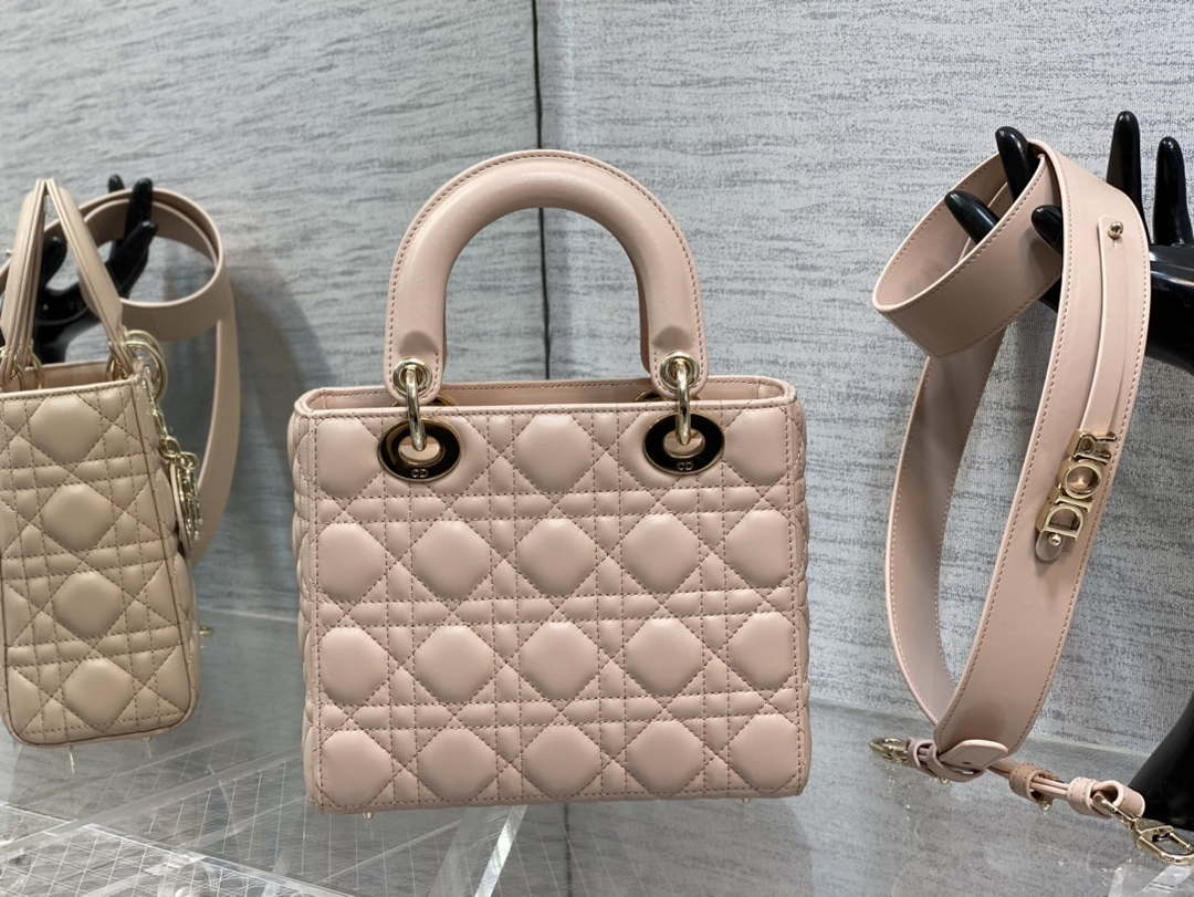 Dior M0538 Small Lady My ABCDior Bag Light pink Cannage Lambskin