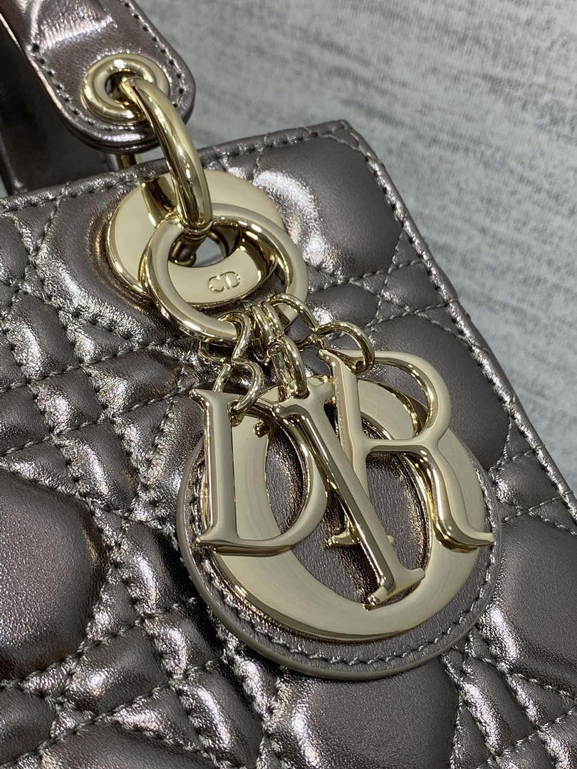 Dior M0538 Small Lady My ABCDior Bag Metallic Copper-Tone Cannage Calfskin - Default Title - View 3