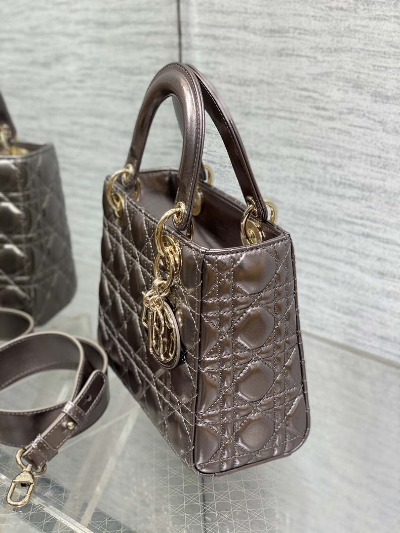Dior M0538 Small Lady My ABCDior Bag Metallic Copper-Tone Cannage Calfskin - Default Title - View 6