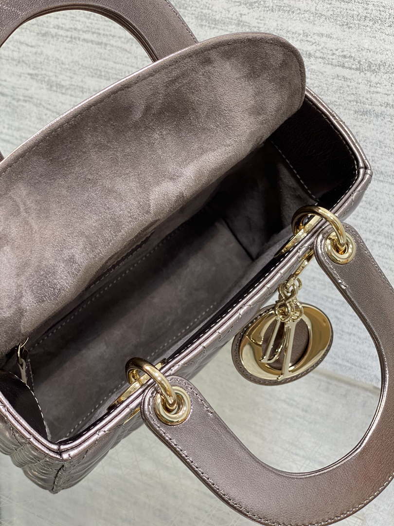 Dior M0538 Small Lady My ABCDior Bag Metallic Copper-Tone Cannage Calfskin