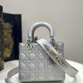 Dior M0538 Small Lady My ABCDior Bag Metallic Silver-Tone Cannage Calfskin - Default Title - View 1