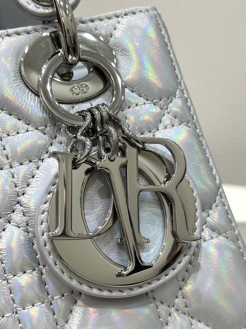 Dior M0538 Small Lady My ABCDior Bag Metallic Silver-Tone Cannage Calfskin