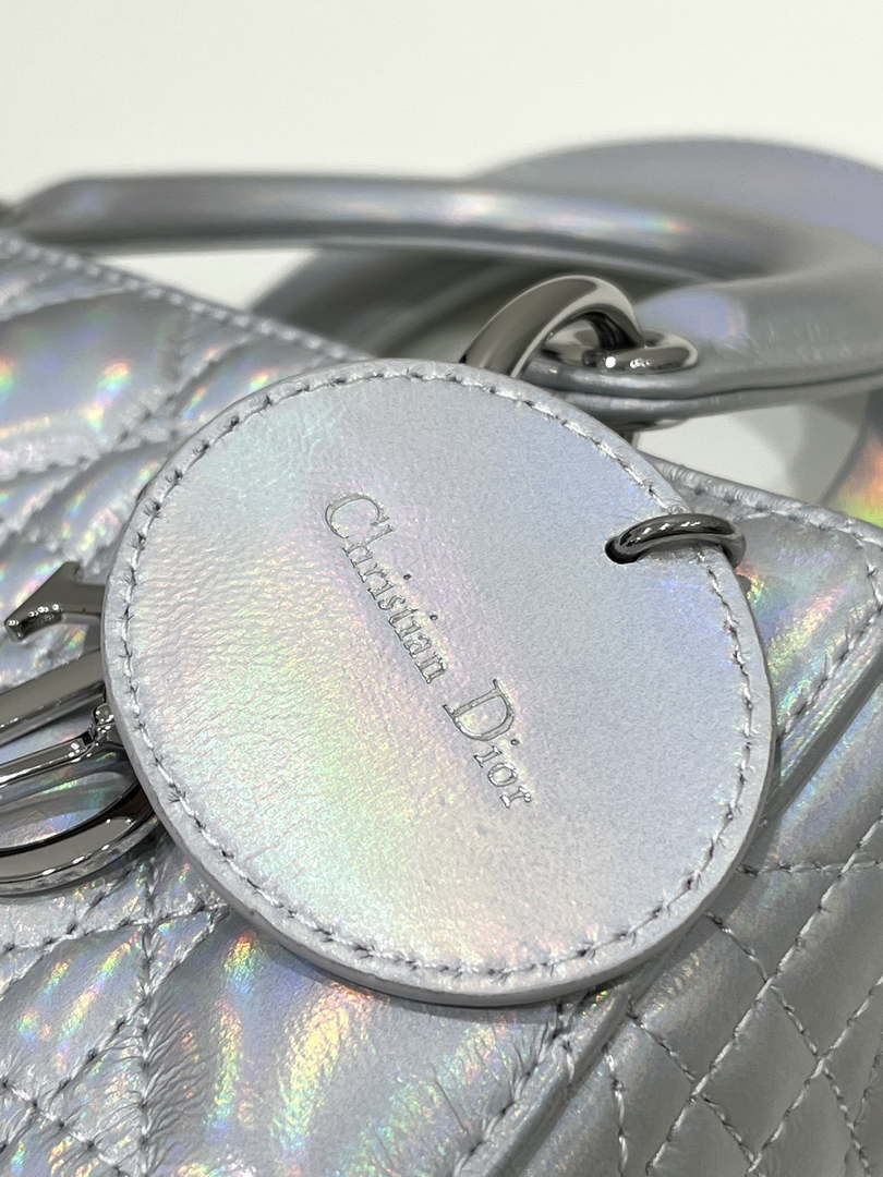 Dior M0538 Small Lady My ABCDior Bag Metallic Silver-Tone Cannage Calfskin