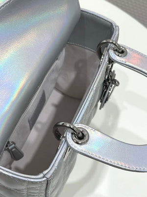 Dior M0538 Small Lady My ABCDior Bag Metallic Silver-Tone Cannage Calfskin - Default Title - View 8