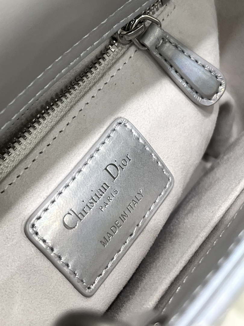 Dior M0538 Small Lady My ABCDior Bag Metallic Silver-Tone Cannage Calfskin