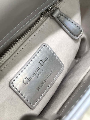 Dior M0538 Small Lady My ABCDior Bag Metallic Silver-Tone Cannage Calfskin - Default Title - View 9