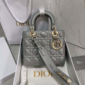 Dior M0538 Small Lady My ABCDior Bag Pearlescent gray Cannage Lambskin - Default Title - View 1