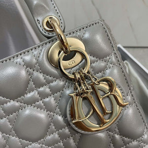 Dior M0538 Small Lady My ABCDior Bag Pearlescent gray Cannage Lambskin - Default Title - View 3