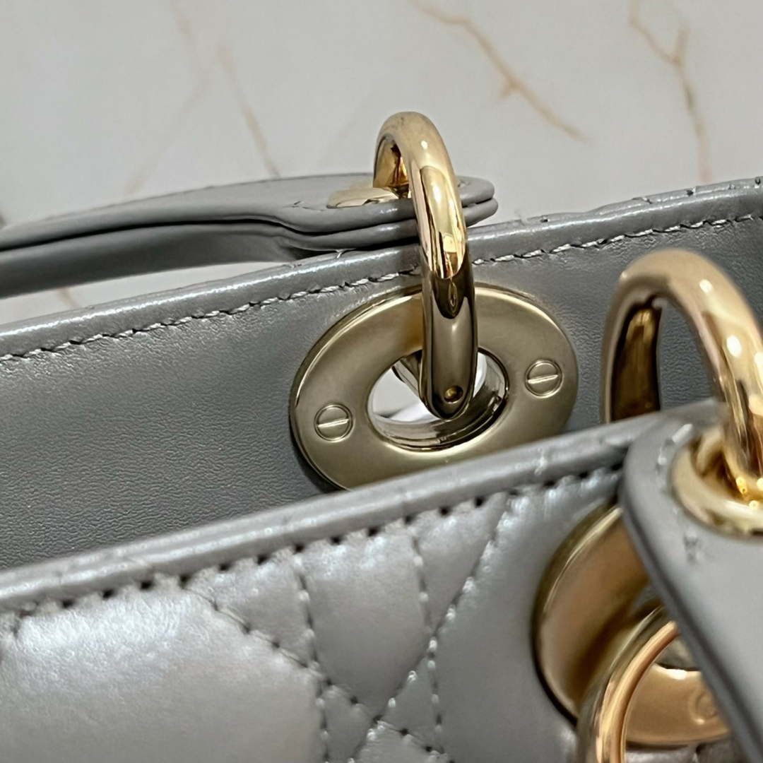 Dior M0538 Small Lady My ABCDior Bag Pearlescent gray Cannage Lambskin - Default Title - View 5