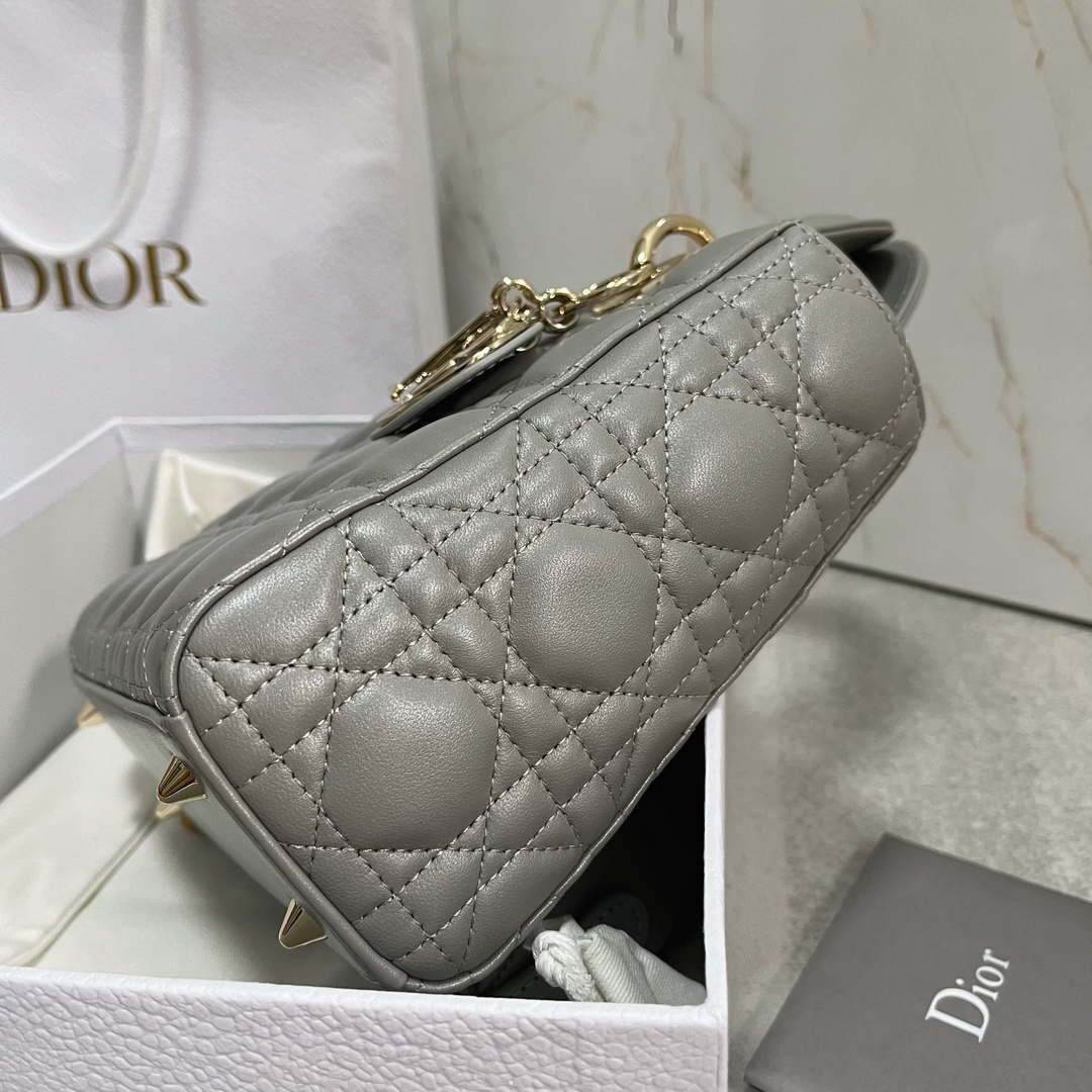 Dior M0538 Small Lady My ABCDior Bag Pearlescent gray Cannage Lambskin