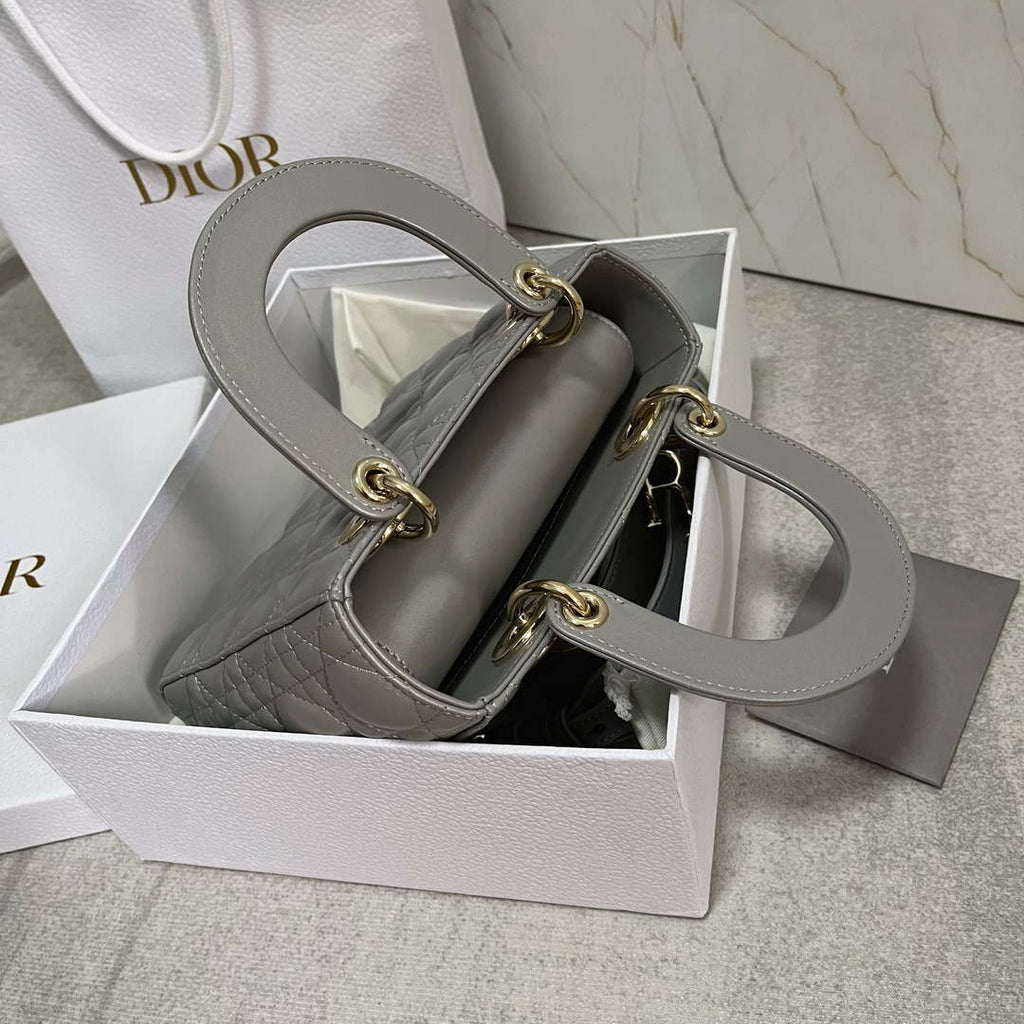 Dior M0538 Small Lady My ABCDior Bag Pearlescent gray Cannage Lambskin