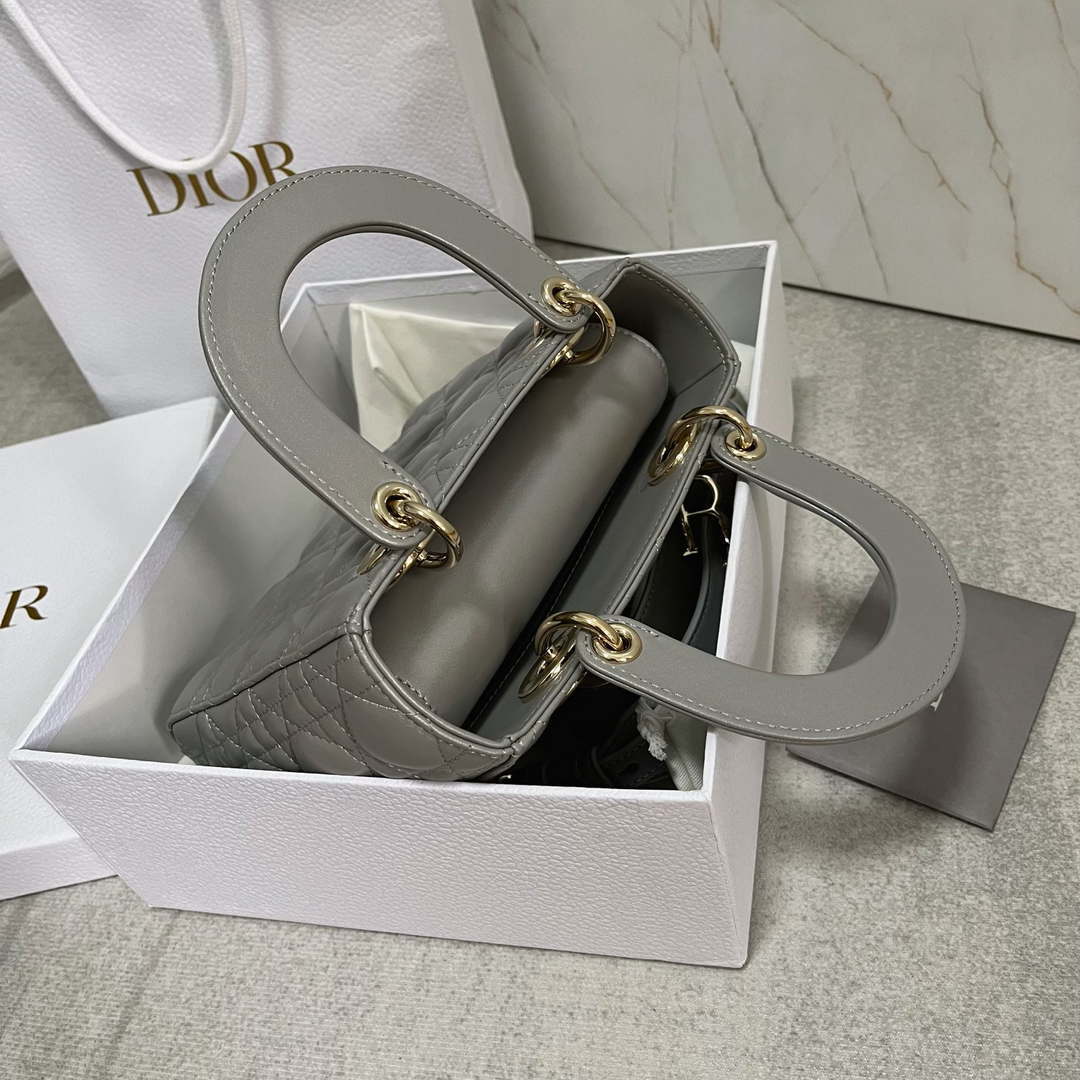 Dior M0538 Small Lady My ABCDior Bag Pearlescent gray Cannage Lambskin