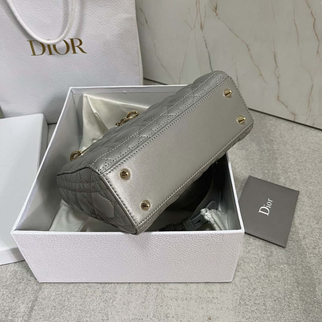 Dior M0538 Small Lady My ABCDior Bag Pearlescent gray Cannage Lambskin - Default Title - View 9