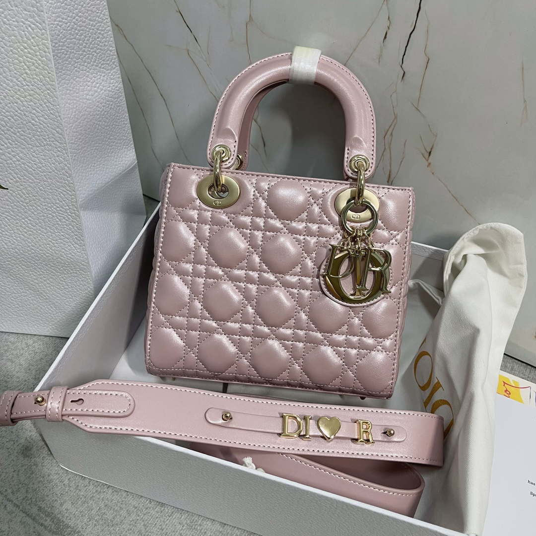Dior M0538 Small Lady My ABCDior Bag Pearlescent Pink Cannage Lambskin - Default Title - View 2