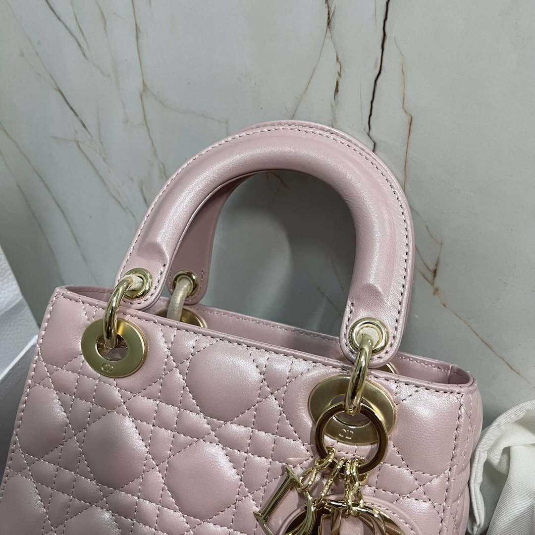 Dior M0538 Small Lady My ABCDior Bag Pearlescent Pink Cannage Lambskin - Default Title - View 4