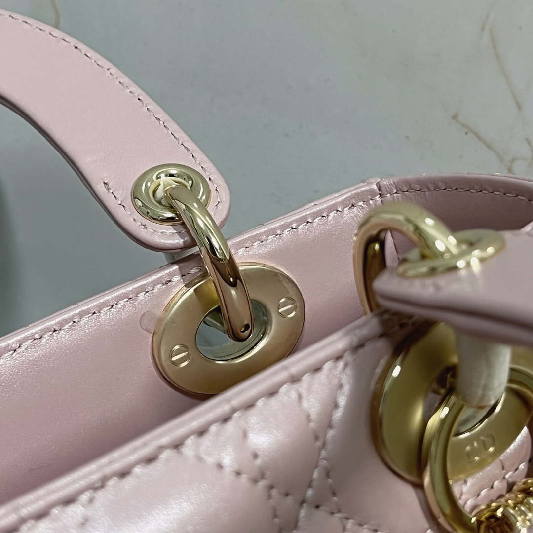 Dior M0538 Small Lady My ABCDior Bag Pearlescent Pink Cannage Lambskin