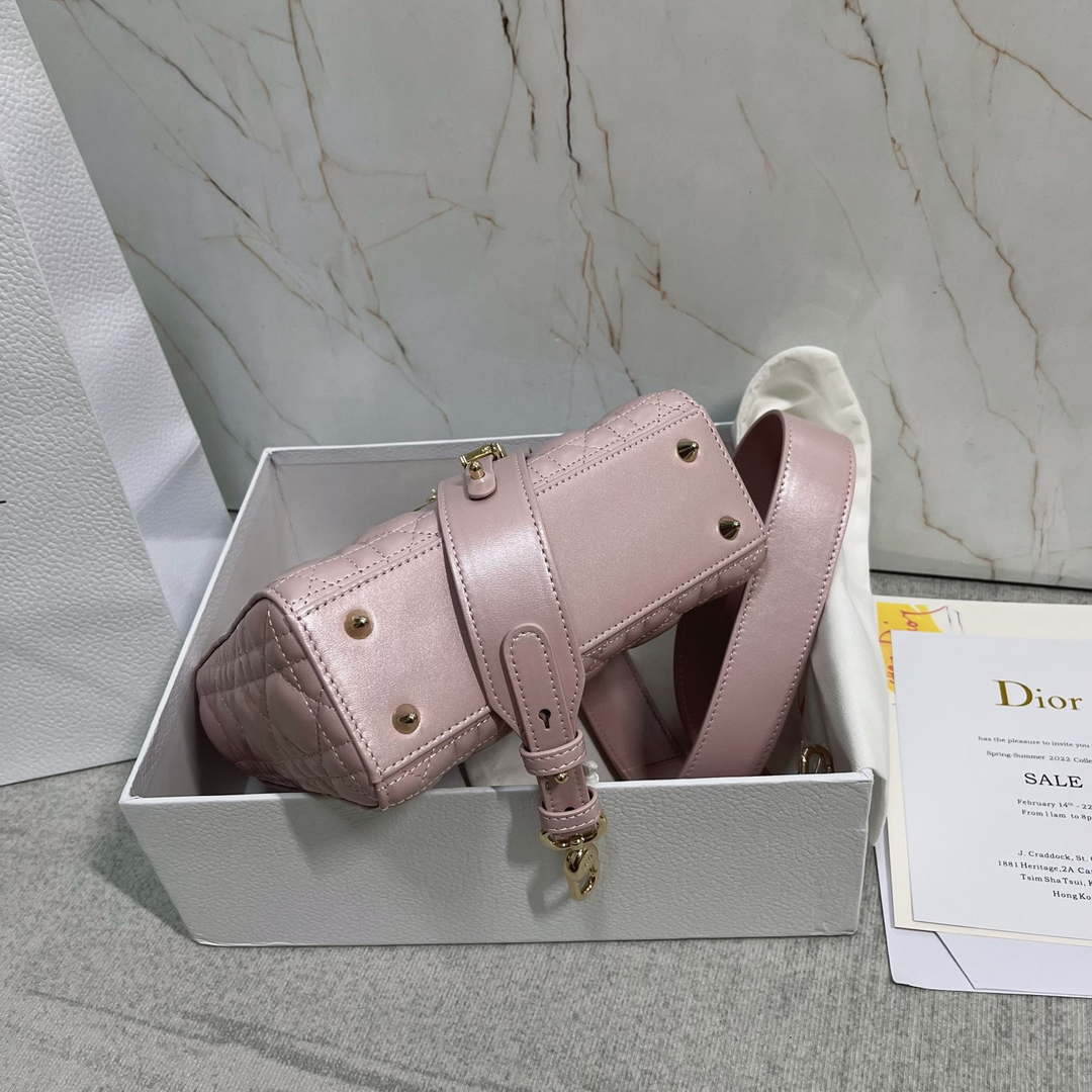 Dior M0538 Small Lady My ABCDior Bag Pearlescent Pink Cannage Lambskin - Default Title - View 9