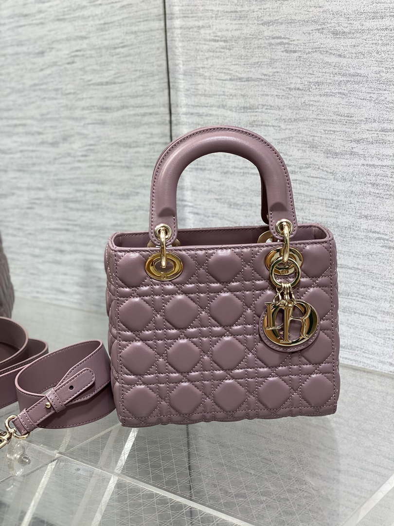 Dior M0538 Small Lady My ABCDior Bag Peony pink Cannage Lambskin - Default Title - View 1