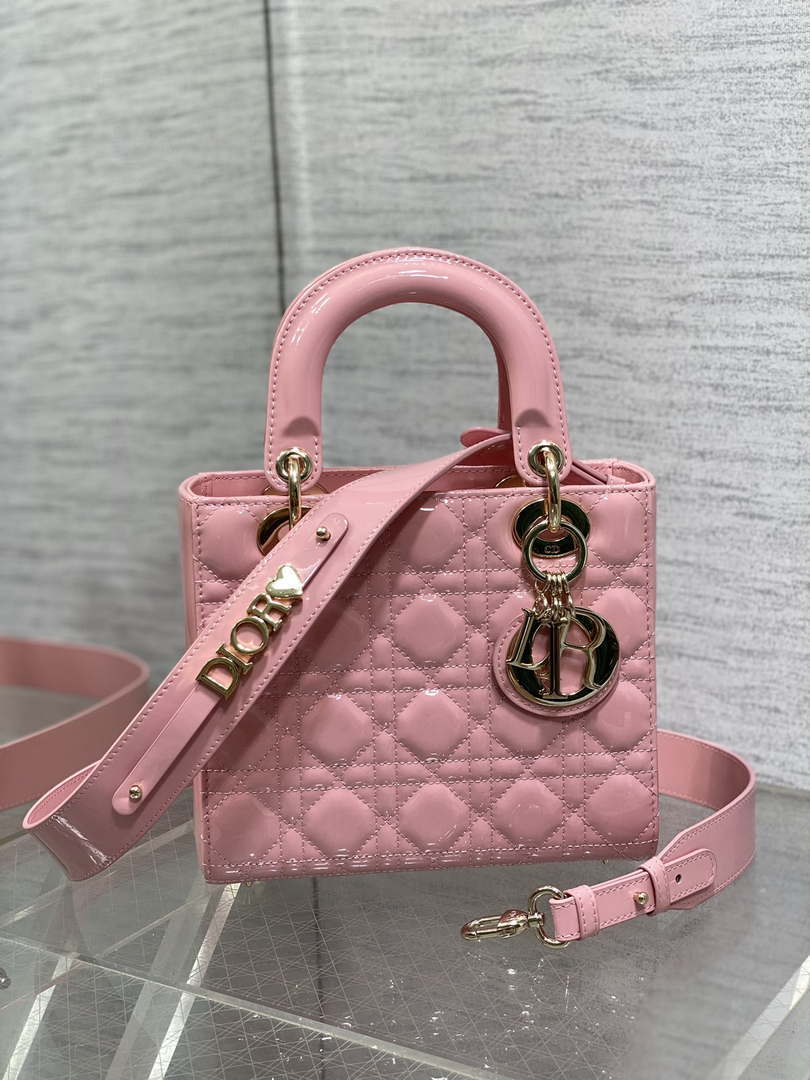 Dior M0538 Small Lady My ABCDior Bag peony Pink Patent Cannage Calfskin - Default Title - View 1