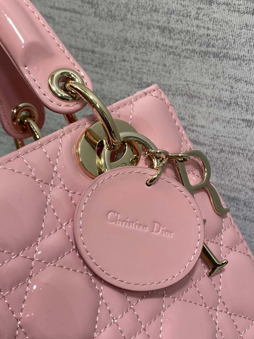 Dior M0538 Small Lady My ABCDior Bag peony Pink Patent Cannage Calfskin