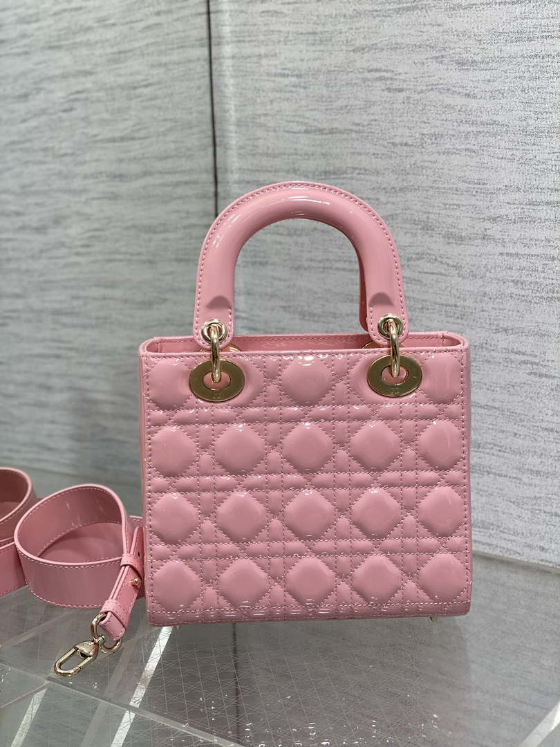 Dior M0538 Small Lady My ABCDior Bag peony Pink Patent Cannage Calfskin